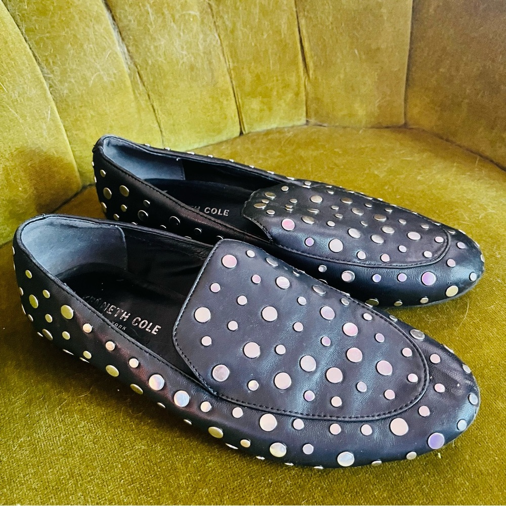Kenneth Cole Black Studded Loafers